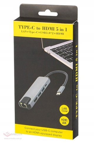 Karta sieciowa USB-C RJ45+HDMI K-03