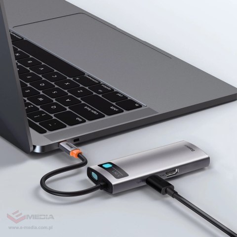 Baseus Metal Gleam 5w1 wielofunkcyjny HUB USB Typ C - USB Typ C Power Delivery 100 W / HDMI 4K 30 Hz / 3x USB 3.2 Gen 1 Szary (C