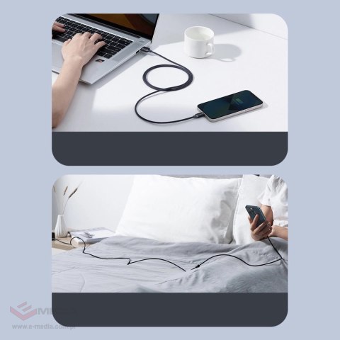 Baseus Crystal Shine Series kabel przewód USB do szybkiego ładowania i transferu danych USB Typ A - Lightning 2,4A 1,2m czarny (