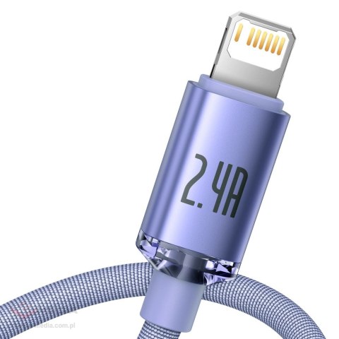 Baseus Crystal Shine Series kabel przewód USB do szybkiego ładowania i transferu danych USB Typ A - Lightning 2,4A 1,2m fioletow