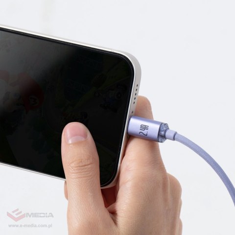 Baseus Crystal Shine Series kabel przewód USB do szybkiego ładowania i transferu danych USB Typ A - Lightning 2,4A 1,2m fioletow