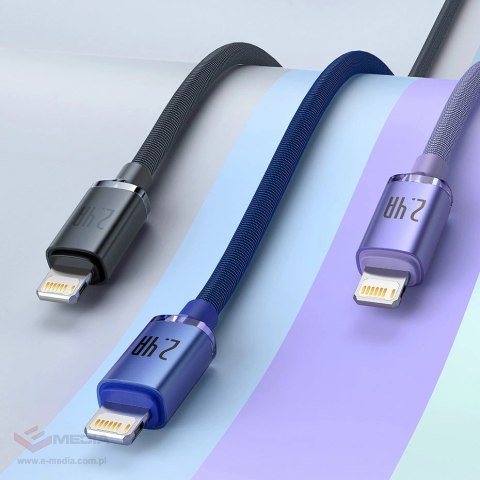 Baseus Crystal Shine Series kabel przewód USB do szybkiego ładowania i transferu danych USB Typ A - Lightning 2,4A 1,2m fioletow