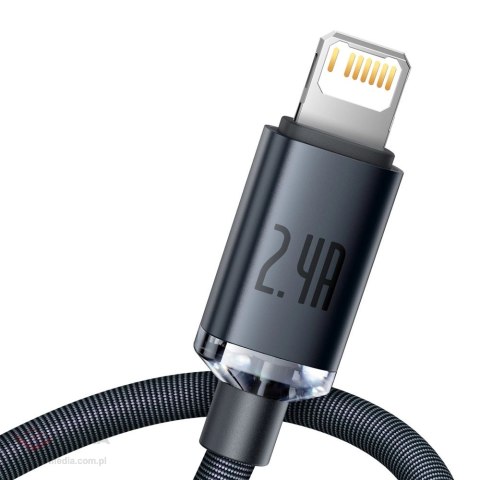 Baseus Crystal Shine Series kabel przewód USB do szybkiego ładowania i transferu danych USB Typ A - Lightning 2,4A 2m czarny (CA