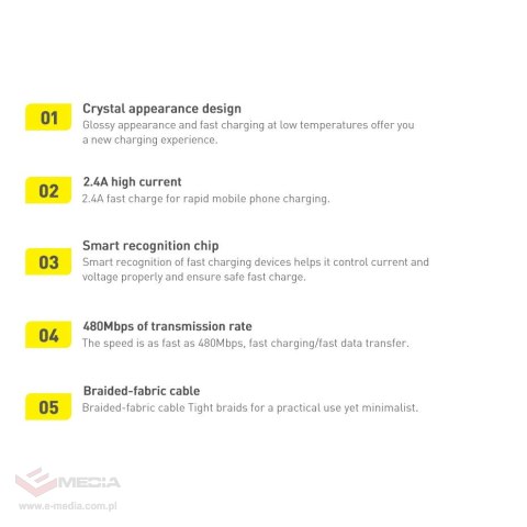Baseus Crystal Shine Series kabel przewód USB do szybkiego ładowania i transferu danych USB Typ A - Lightning 2,4A 2m fioletowy 