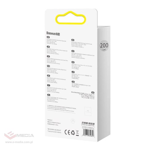 Baseus Crystal Shine Series kabel przewód USB do szybkiego ładowania i transferu danych USB Typ A - USB Typ C 100W 2m fioletowy 