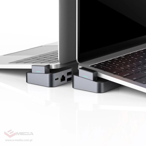 Hub Joyroom S-H121 podstawka USB-C - USB-A 3.0 / RJ45 / HDMI / USB-C / Thunderbolt do MacBook Pro - szary