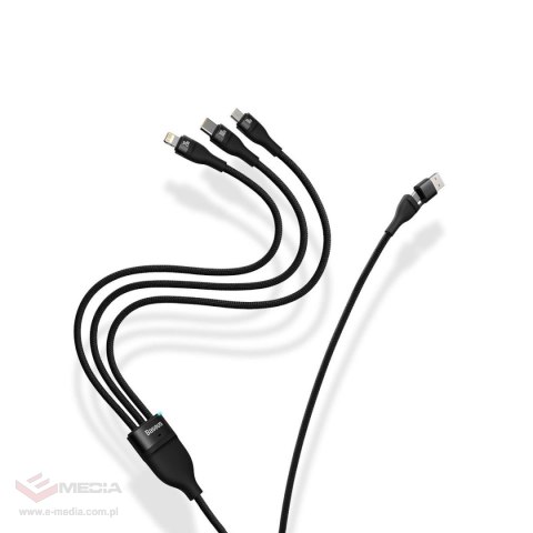 Baseus Flash Series II kabel USB Typ C / USB Typ A - USB Typ C / Lightning / micro USB 100 W 1,2 m niebieski (CASS030103)