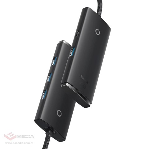 Baseus Lite Series przejściówka HUB USB Typ C - 4x USB 3.0 25cm czarny (WKQX030301)