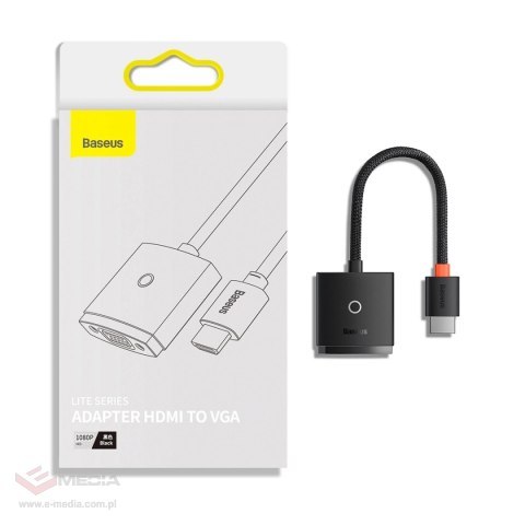 Baseus Lite Series przejściówka adapter HDMI do VGA czarny (WKQX010001)