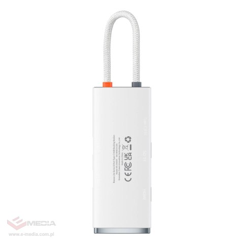 Baseus Lite Series wielofunkcyjny HUB USB Typ C - 2 x USB 3.0 / USB Typ C PD / HDMI 1,4 / SD/TF biały (WKQX050102)