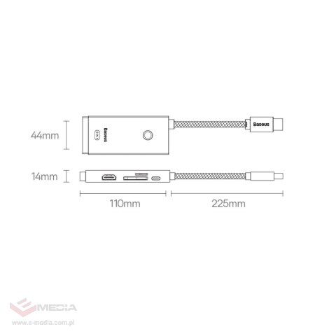 Baseus Lite Series wielofunkcyjny HUB USB Typ C - 2 x USB 3.0 / USB Typ C PD / HDMI 1,4 / SD/TF biały (WKQX050102)