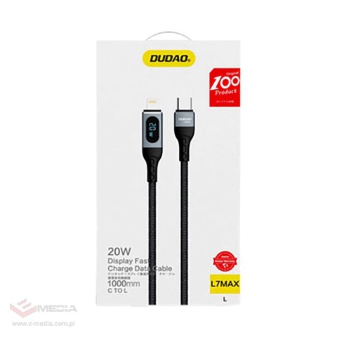Dudao kabel USB Typ C - Lightning szybkie ładowanie PD 20W 1m czarny (L7MaxL)