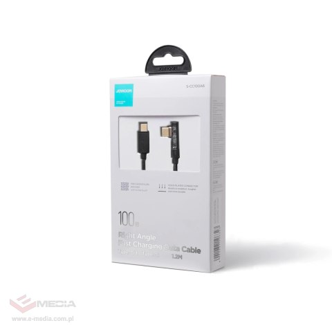 Kabel Joyroom Gaming Cable S-CC100A6 USB-C (kątowy) / USB-C (prosty) 100W 1.2m - czarny