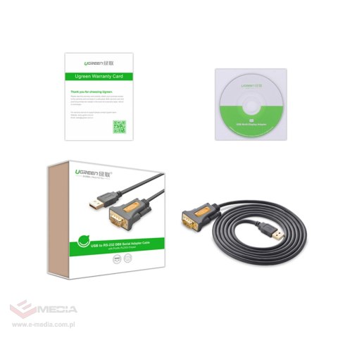 Ugreen kabel adapter USB-A - DB9 RS-232 1.5m szary (CR104)