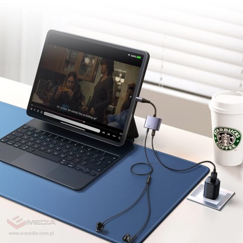 Adapter DAC 2w1 Joyroom SY-L01 Lightning do Lightning / mini jack 3.5 mm - czarny