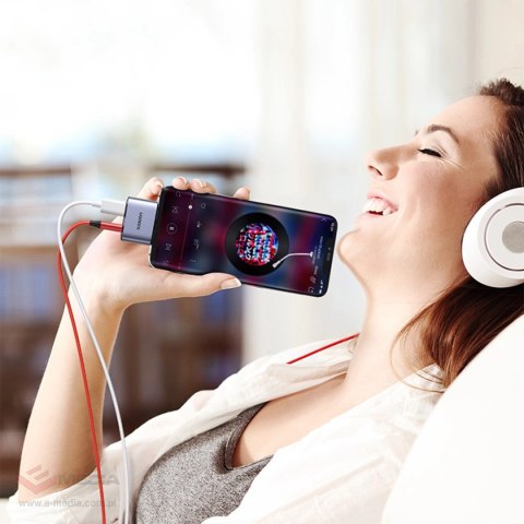 Adapter audio Ugreen CM231 USB-C mini jack 3,5 mm - szary