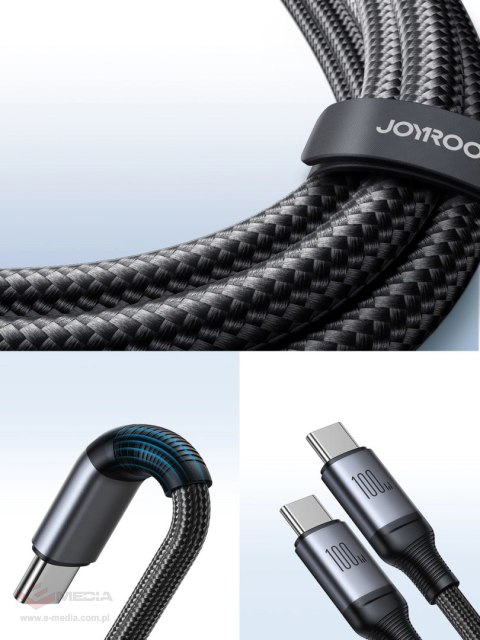 Kabel Joyroom Speedy Series S-A21 2w1 USB-C - USB-C / USB-C 100W 1.5m - czarny