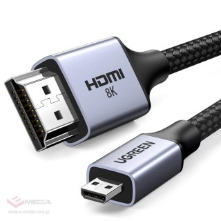 Kabel Ugreen HD164 15517 micro HDMI / HDMI 2.1 8K 2m - szary