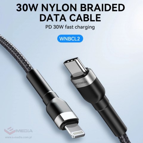 Kabel Wozinsky WNBCL2 Lightning / USB-C PD 30W 2 m - czarny