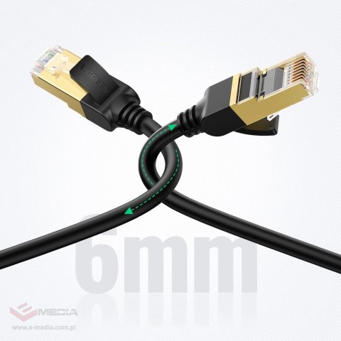 Kabel sieciowy Ugreen NW107 RJ45/Cat 7 F/FTP 15m - czarny