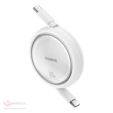 Kabel wysuwany Baseus Free2Draw Mini USB-C - USB-C 100W 1m - biały