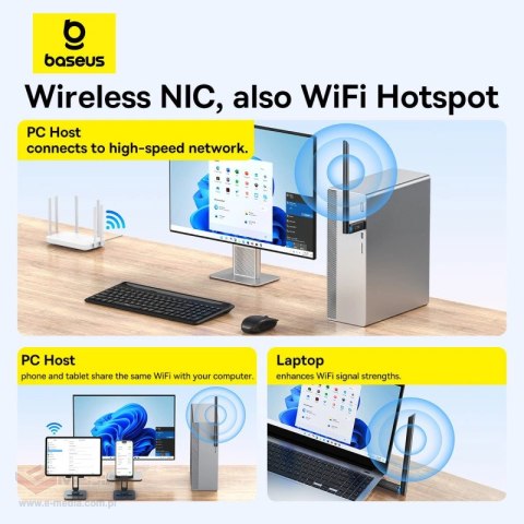 Karta sieciowa USB Baseus BS-OH173 650Mb/s 5 GHz - czarna