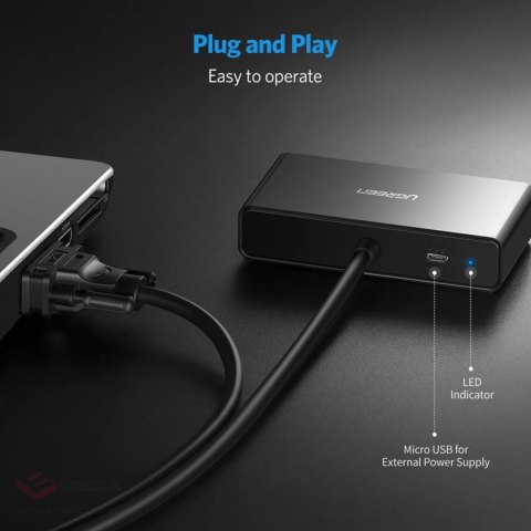 Rozdzielacz VGA Ugreen 40254 1x2 1920x1440 60Hz - czarny