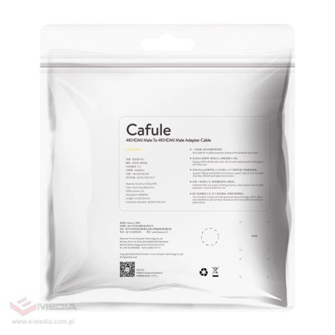 Kabel Baseus Cafule HDMI / HDMI 2.0 4K 60 Hz 3D 18 Gbps 1m - czarny