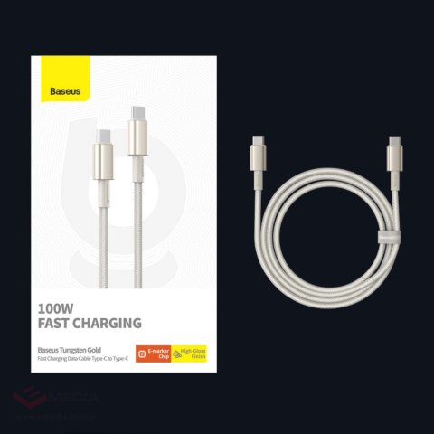 Kabel Baseus Tungsten Gold USB-C / USB-C 100W 1m - złoty