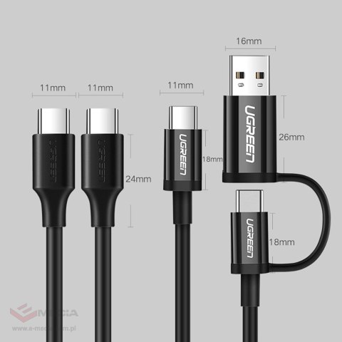 Kabel Ugreen US286 USB-C - USB-C PD QC 3A 480Mb/s 1m - czarny