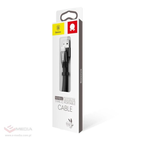 Baseus Nimble płaski kabel przewód USB / USB-C z uchwytem 2A 0,23M czarny (CATMBJ-01)