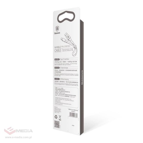 Baseus Nimble płaski kabel przewód USB / USB-C z uchwytem 2A 0,23M czarny (CATMBJ-01)