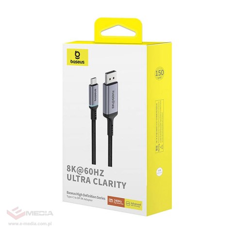 Adapter Baseus USB-C do DisplayPort 1,5m (czarny)