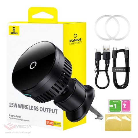 Uchwyt samochodowy BASEUS MagPro Qi 15W (czarny)