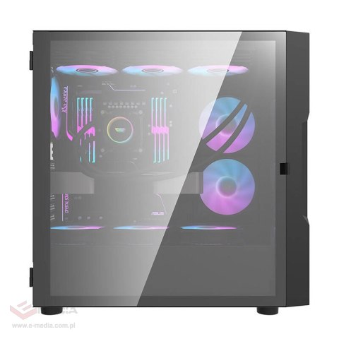 Obudowa komputerowa DARKFLASH DK431 Glass + 4 wentylatory RGB (czarna)