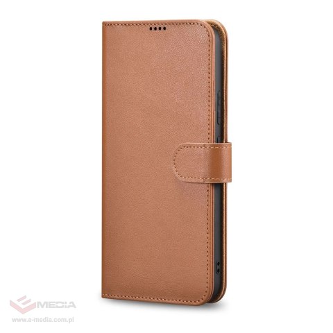 ICarer Haitang Leather Wallet Case skórzane etui do Samsung Galaxy S22+ (S22 Plus) portfel obudowa pokrowiec brązowy (AKSM05BN)
