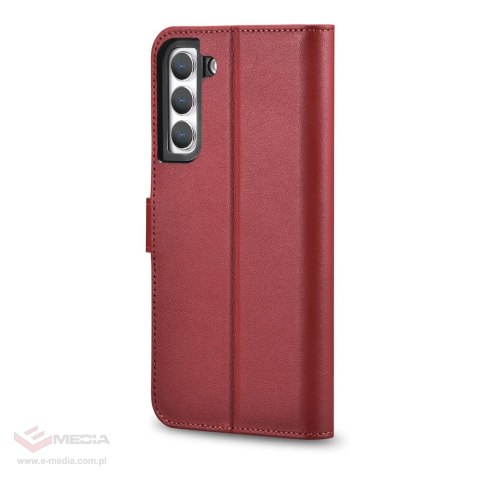 ICarer Haitang Leather Wallet Case skórzane etui do Samsung Galaxy S22+ (S22 Plus) portfel obudowa pokrowiec czerwony (AKSM05RD)