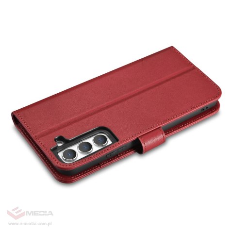 ICarer Haitang Leather Wallet Case skórzane etui do Samsung Galaxy S22+ (S22 Plus) portfel obudowa pokrowiec czerwony (AKSM05RD)