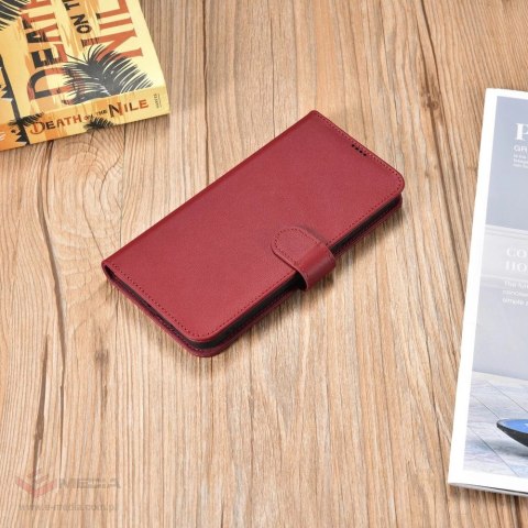 ICarer Haitang Leather Wallet Case skórzane etui do Samsung Galaxy S22+ (S22 Plus) portfel obudowa pokrowiec czerwony (AKSM05RD)