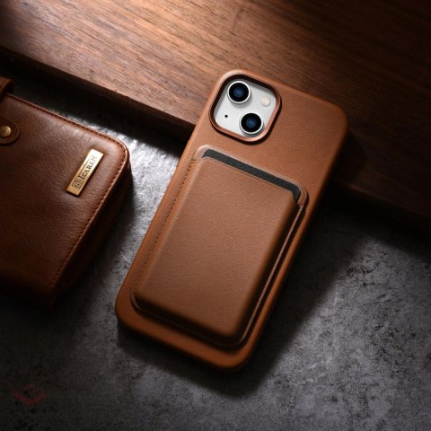 ICarer Case Leather pokrowiec etui z naturalnej skóry do iPhone 14 brązowy (WMI14220705-BN) (kompatybilne z MagSafe)