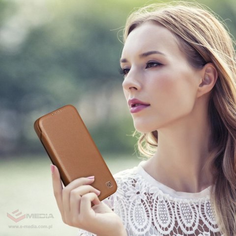 ICarer CE Premium Leather Folio Case skórzane etui iPhone 14 Plus z klapką magnetyczne MagSafe brązowy (WMI14220715-BN)