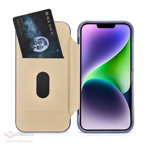 ICarer CE Premium Leather Folio Case skórzane etui iPhone 14 Plus z klapką magnetyczne MagSafe jasnofioletowy (WMI14220715-LP)