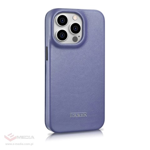 ICarer CE Premium Leather Folio Case skórzane etui iPhone 14 Pro Max z klapką magnetyczne MagSafe jasnofioletowy (WMI14220716-LP