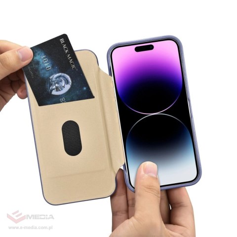 ICarer CE Premium Leather Folio Case skórzane etui iPhone 14 Pro Max z klapką magnetyczne MagSafe jasnofioletowy (WMI14220716-LP