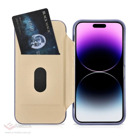 ICarer CE Premium Leather Folio Case skórzane etui iPhone 14 Pro Max z klapką magnetyczne MagSafe jasnofioletowy (WMI14220716-LP
