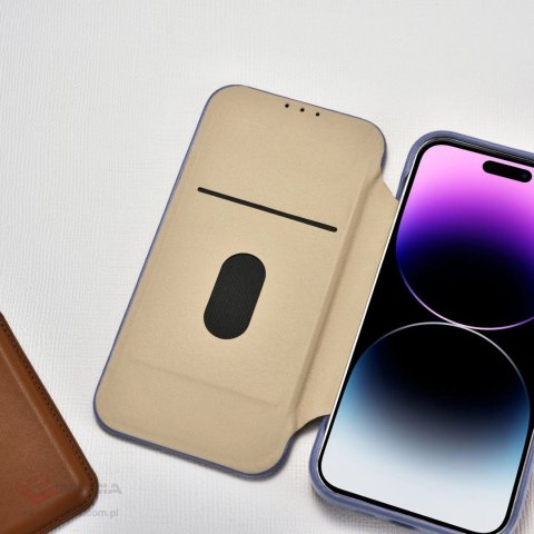 ICarer CE Premium Leather Folio Case skórzane etui iPhone 14 Pro Max z klapką magnetyczne MagSafe jasnofioletowy (WMI14220716-LP