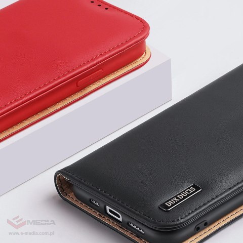 Etui z portfelem Dux Ducis Hivo z blokadą RFID do iPhone 15 Plus - brązowe