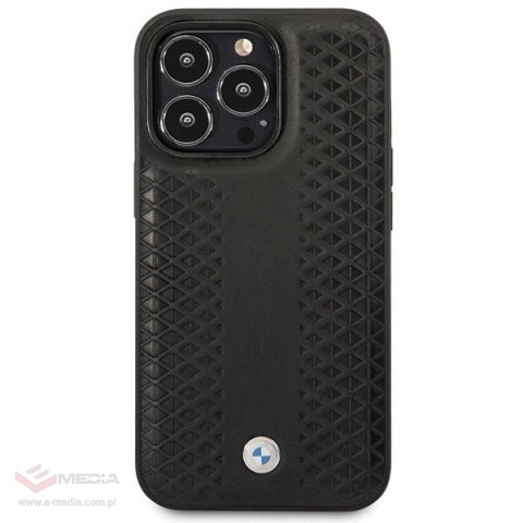 Etui BMW Leather Diamond Pattern na iPhone 14 Pro - czarne