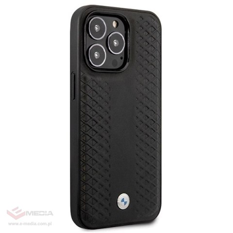 Etui BMW Leather Diamond Pattern na iPhone 14 Pro - czarne