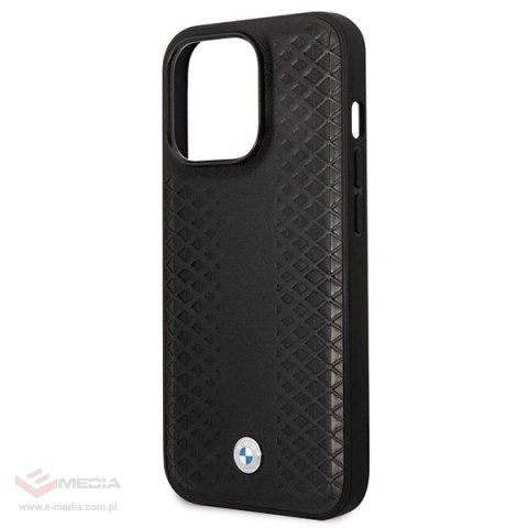 Etui BMW Leather Diamond Pattern na iPhone 14 Pro - czarne